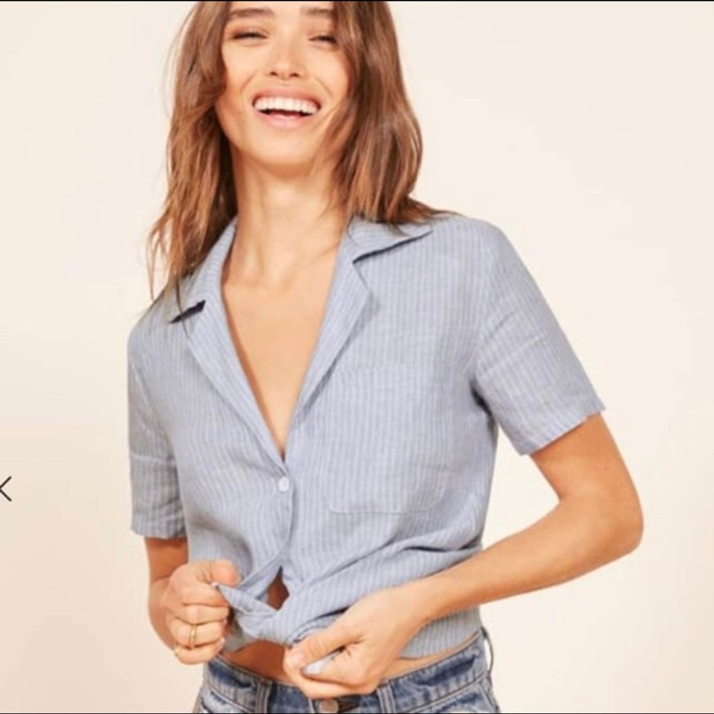 Reformation Linen Oversized Button down top
